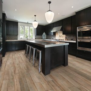 wood look tile in kitchen in Omaha, NE | Kelly's Carpet Omaha